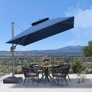 PURPLE LEAF Outdoor Cantilever Umbrellas with Base Large Patio Umbrella Offset Umbrella 360 Degree Rotation - 1 of 4