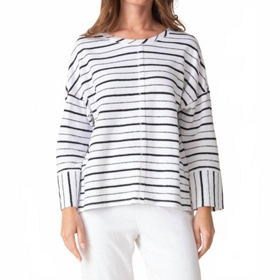 Women's Weekend Terry Striped Boxy Crew Neck Pullover - habitat