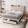 Upholstered Full Bed Frame with Storage Headboard and Charging Station, Platform Bed Frame with Drawers, Heavy Duty, No Box Spring Needed, Beige - 4 of 4