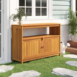 vidaXL Patio Console Table 43.3"x13.8"x29.5" Solid Wood Acacia - 1 of 4