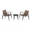FIONECA 3-Piece Outdoor Chat Set with 2 PE Rattan Chairs and Black Steel Side Table with Tempered Glass Top - 3 of 4