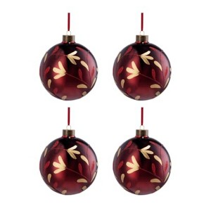 Whisen D3.9" Christmas Ball Ornaments, Glass Decorative Hanging Ball Christmas Tree Ornaments, Set of 6 - 1 of 4