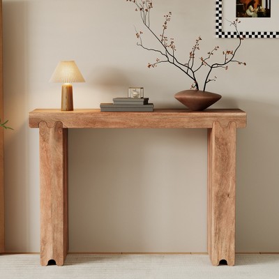 Whisen Minimalist Farmhouse Mango Wood Console Table & Entryway Table with Thickened Tabletop