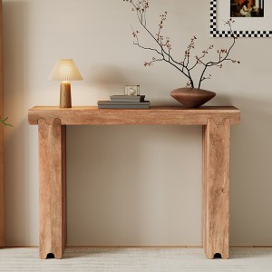 VYNXARIA Console Table,Farmhouse Mango Wood Entryway Table,45-Inch Thickened Sofa Table,Minimalist Narrow Console Table,Honey - 1 of 4