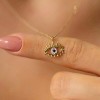 Evil Eye Necklace: 14K Gold Plated Blue CZ Diamond Boho Pendant for Women, Protection Gift - 4 of 4