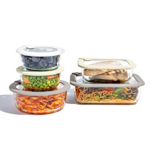 Bentgo 10pc Glass Signature Glass Food Storage Set White Stone - 1 of 4