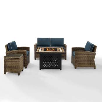 Crosley 5pc Bradenton Steel Outdoor Patio Fire Pit Furniture Set 