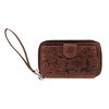 CTM Women's Embossed Floral Tooled Leather Wristlet - 4 of 4