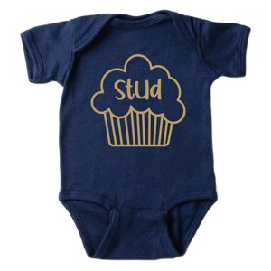 The Juniper Shop Stud Muffin Plain Baby Short Sleeve Bodysuit - NB - Navy - 1 of 4