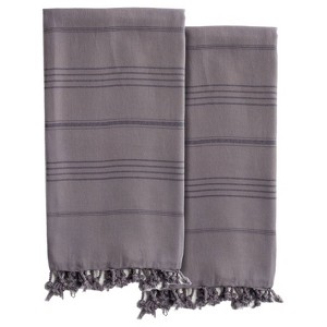 2pc Summer Fun Pestemal Beach Towel Gray - Linum Home Textiles - 1 of 4