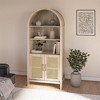 ORRD Arched Display Cabinet with Rattan Doors, 5-Tier Bar & Pantry Storage Bookcase for Kitchen & Dining Room - 2 of 4
