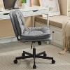 Armless-Office Desk Chair with Wheels, PU Leather Cross Legged Wide Chair, Comfortable Adjustable Swivel Task Chairs for Home Office-The Pop Home - 2 of 4