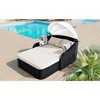 Oversart 79.9" Outdoor Sunbed With Adjustable Canopy, Double Lounge, Pe Rattan Daybed, Black Wicker And Beige Cushion - 3 of 4