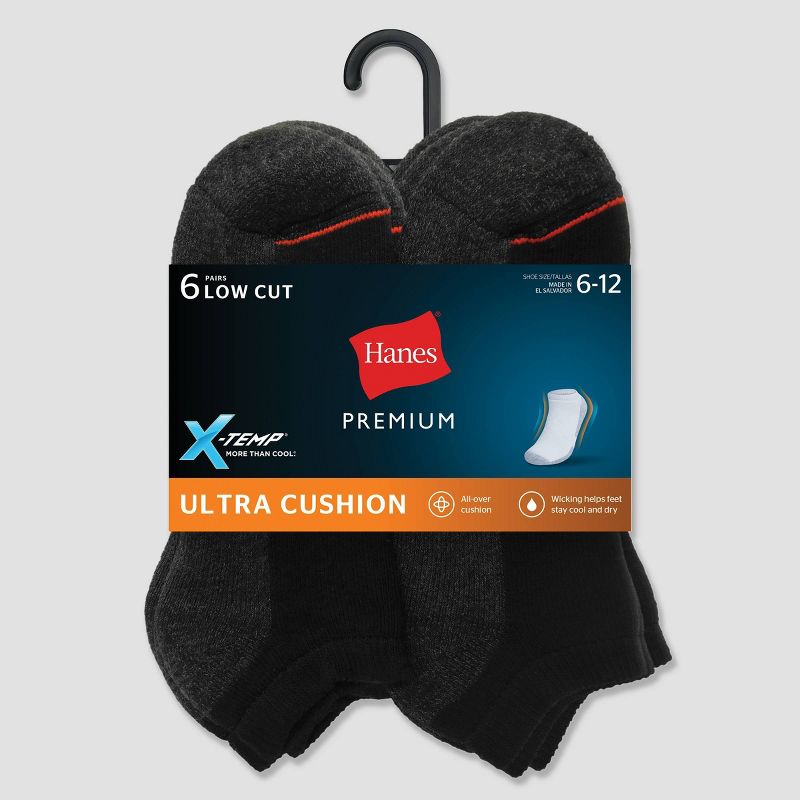 Hanes Premium Men's X-Temp Ultra Cushion Low Cut Socks 6pk, 4 of 6