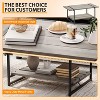 41" Rectangular Coffee Table with 2-Tier Storage, Walnut Brown Top & Black Steel Frame, Sturdy & Space-Saving for Living Room, Office, Apartment - 4 of 4