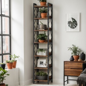 Hommoo 78.7 Inch Tall Narrow Corner Bookshelf - 1 of 4