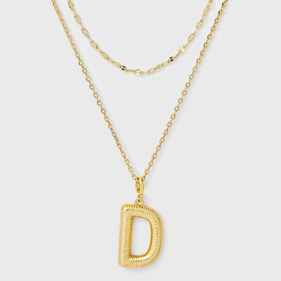 14K Gold Dipped Cubic Zirconia Duo D Initial Multi-Strand Necklace - A New Day™ Gold