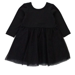 RuffleButts Toddler Girls Long Sleeve Tulle Twirl Dress - 1 of 4