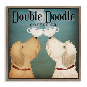 Stupell Industries Doodle Dog Vintage Coffee Sign Floating Frame Canvas Art - 1 of 4