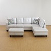 White Semi-PU Leather Sectional Sofa Modern L-Shaped Design, Tufted Cushions, Storage Ottoman, Versatile Home D�cor - 2 of 4