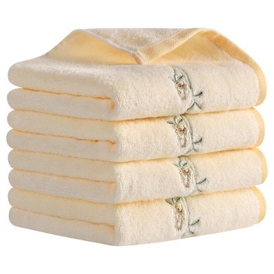 REGALWOVEN Bathroom Pure Cotton Soft Absorbent Floral Embroidered Hand Towel 15" x 30"