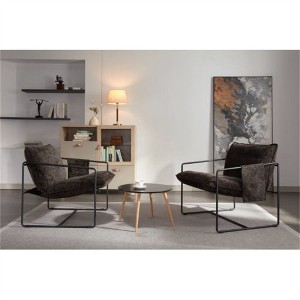 SKRAN 2 Chairs in 1 Box, Upholstered hanging armchair with metal frame,foam cushions and braid for living room,bedroom, Dark Gray ＋Black Armrest - 1 of 4