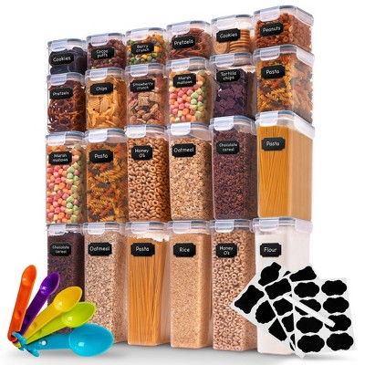 Cheer Collection Airtight Food Storage Container with Reusable Labels and Erasable Pen (Set of 24)