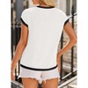 Womens  T Shirts Round Neck Cap Sleeve Tiny Striped Tops Color Block Tee Shirt Tops with Pocket Lounge Tops for Summer - 2 of 4