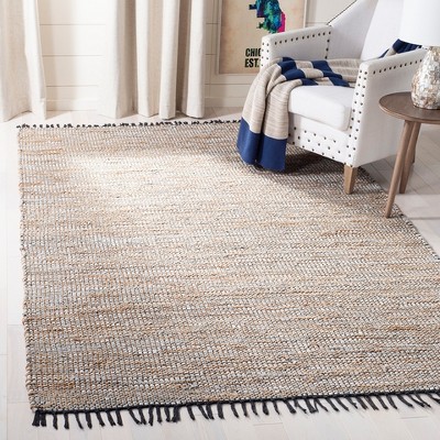 Handmade Silver Leather & Cotton Reversible Area Rug, 3' x 5'