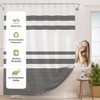 Aoibox Washable Cloth Black Shower Curtain Set with 12 Hooks, Rustic Black and White Striped Fabric, Farmhouse Bathroom Decor - 3 of 4