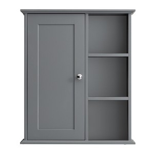 VANIRROR Bathroom Over The Toilet Storage Cabinet Wall Mounted Storage Cabinet Wooden Medicine Cabinets for Bathroom Laundry Room Kitchen (Grey) - 1 of 3