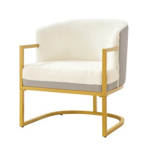 Accent Chair Upholstered Armchair Cozy Reading Chair with Gold Metal Frame - ModernLuxe - 1 of 4