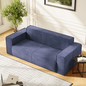 Mjkone Velvet Fabric Loveseat Sofa with Legless Design&Widened Armrest,Upholstered 2-Seater Couch for Living Room - 1 of 4