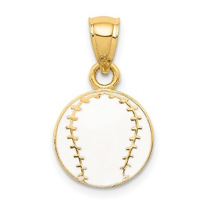 Black Bow Jewelry 14k Yellow Gold White Enameled Baseball Pendant, 12mm - 1 of 4