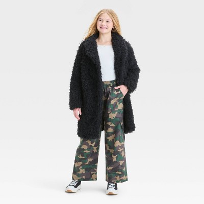 Girls' Long Faux Fur Jacket - art class | eBay