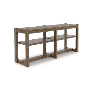 Signature Design by Ashley Cabalynn Farmhouse Sofa Table with 2 Adjustable Shelves, Light Brown - 1 of 4