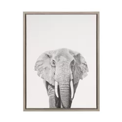 24" x 18" Elephant Framed Canvas Art Gray - Uniek