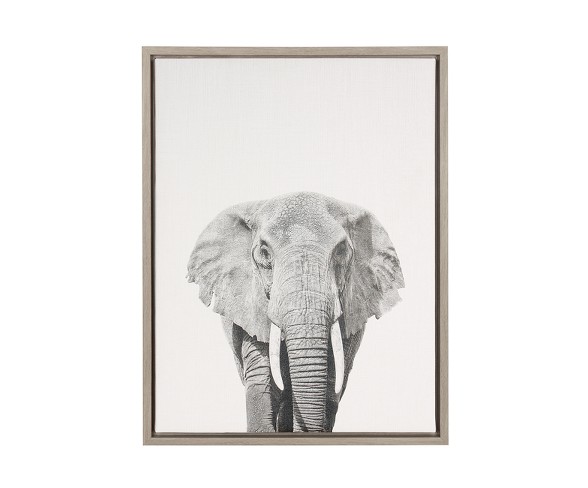 Elephant Framed Canvas Art Gray (24"x18") - Uniek