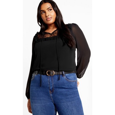 Women's Plus Size Greta Top - black | CITY CHIC