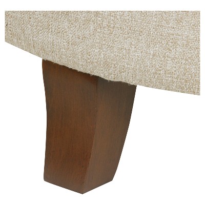 Twine Light Brown Tufted Round Storage Ottoman with Wooden Legs