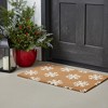 HomeRoots 24" X 36" Brown And White Christmas Snowflake Outdoor Coir Door Mat - 2 of 4