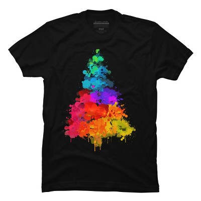 Men's Design By Humans Colorful Christmas Tree By DesignReadyStore T-Shirt