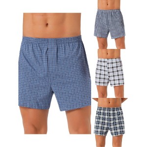 INSPIRE CHIC Men's 4 Pack Elastic Waistband Plaid Pattern Boxer Shorts - 1 of 4