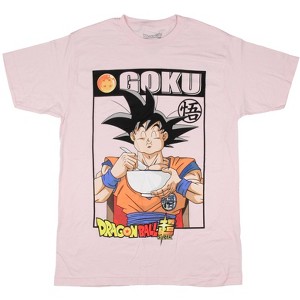 Dragon Ball Super Anime Men's Goku Eating Ramen Pink Adult Graphic T-Shirt - 1 of 3