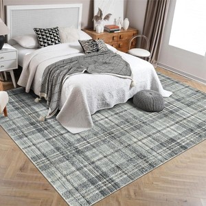Plaid Rug Area Rug for Bedroom Living Room Modern Classroom Area Rug Neutral Soft Rugs for Nursery Stain Resistant Dining Room Rugs - 1 of 4