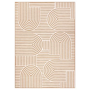 Washable Modern Large Living Room Rugs, Rainbow Print Soft Non Slip Bedroom Carpet, Low Pile Geometric Dining Room Rugs - 1 of 4