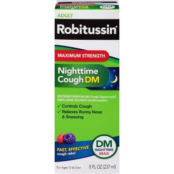 Robitussin Maximum Strength Nighttime Cough DM Syrup - Dextromethorphan - 8 fl oz