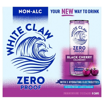 White Claw Zero Proof Black Cherry Cranberry Non-Alcoholic Seltzer - 6pk/12 fl oz Cans