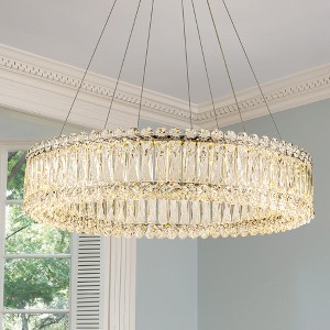 LamQee Modern LED Crystal Chandeliers for Dining Room Light Fixture Ring Chandeliers Crystal Ceiling Pendant Lights Dimmable with Remote Control - 1 of 4