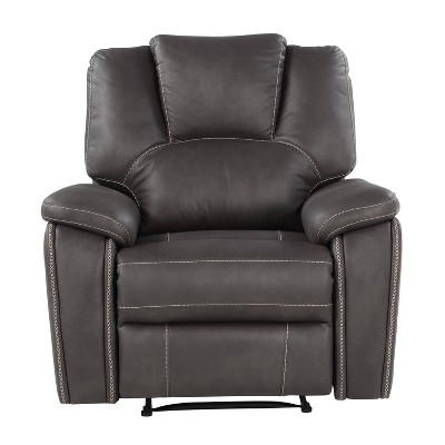 Charcoal Gray Contemporary 39'' Faux Leather Recliner